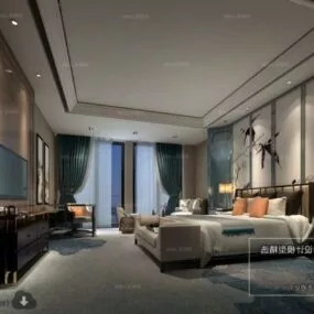 Modern House Master Bedroom Interior Scene 3d model