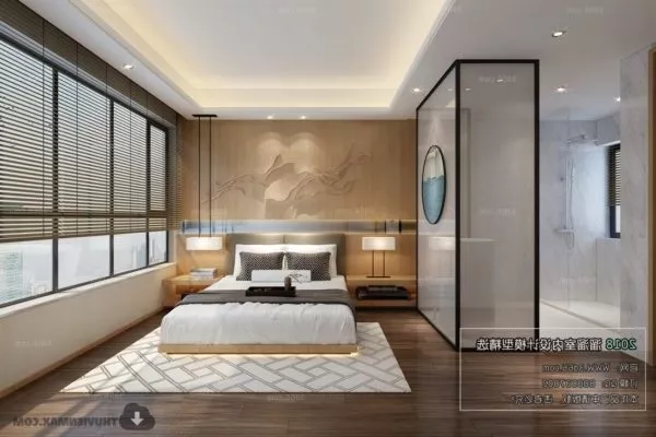 Wood Wall Design Hotel Bedroom Interior Scene 3d model Wood Wall Design Hotel Bedroom Interior Scene 3d model