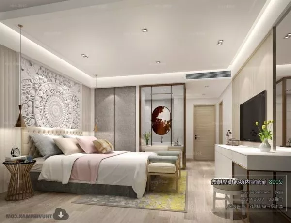 Hotel Building With Garden 3d model