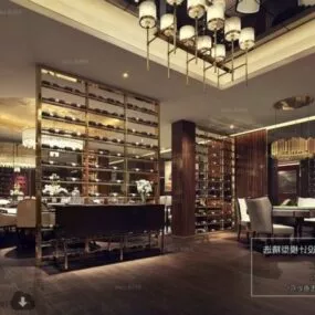 Wine Restaurant Interior Scene 3d model