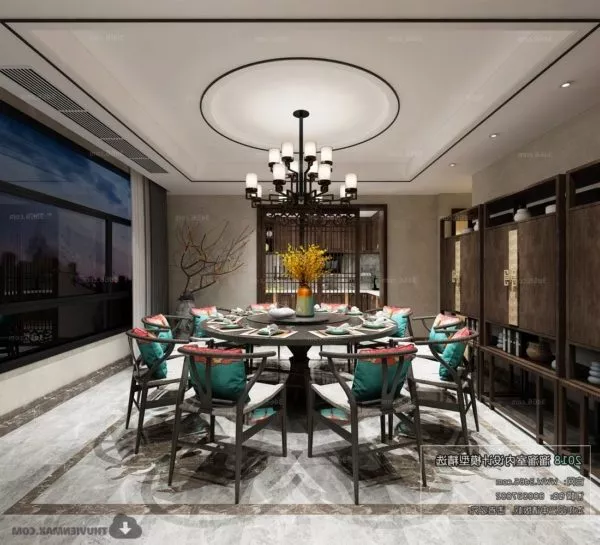 Round Table Dinning Space Interior Scene 3d model Round Table Dinning Space Interior Scene 3d model