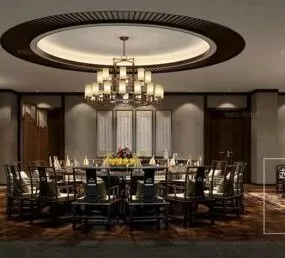 Chinese Modern Dinning Room Interior Scene 3d model