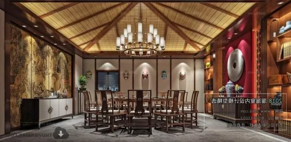 Dinning Room Long Distance Table 3d model