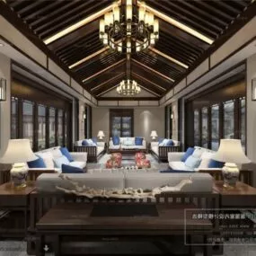 Hotel Resort Resting Room Interior Scene 3d model