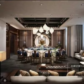 Luxury Dinning Space Interior Scene 3d model