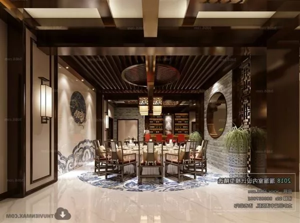 Chinese Architecture Dinning Room Interior Scene 3d model Chinese Architecture Dinning Room Interior Scene 3d model