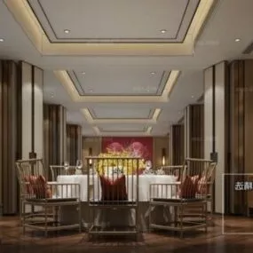 Modern Dinning Space Interior Scene 3d model