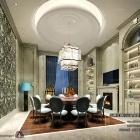 European Style Dinning Room Interior Scene 3d model