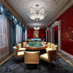 Retro Style Dinning Room Interior Scene 3d model