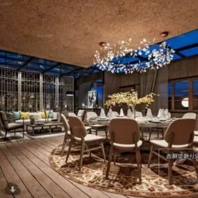 Restaurant Dinning Drink Space Interior Scene 3d model
