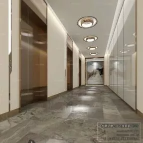 Tower Elevator Lobby Interior Scene 3d model