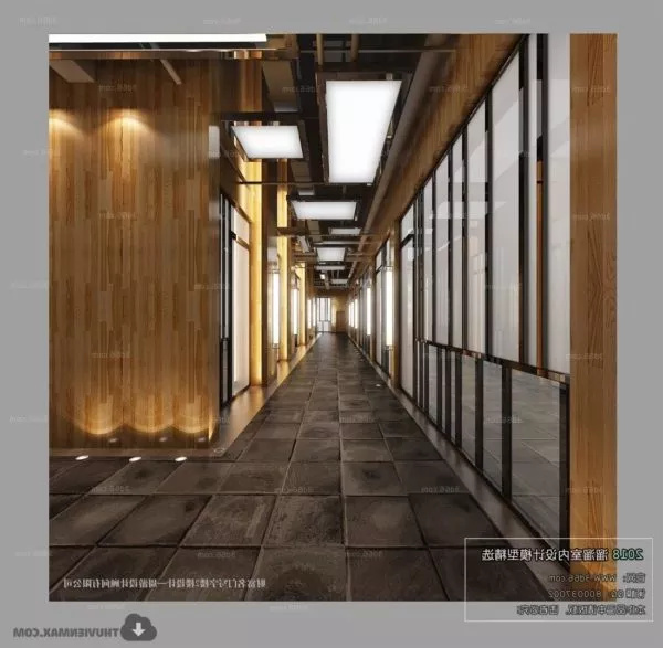 Modern Office Corridor Interior Scene 3d model Modern Office Corridor Interior Scene 3d model