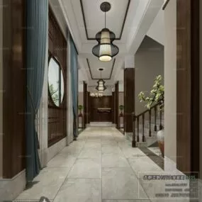 Simple Design Modern Lobby Interior Scene 3d model