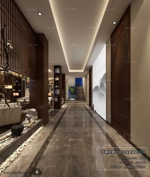 Elevator Lobby Interior Luxurious Architecture 3d model