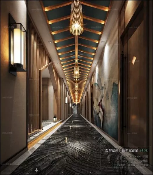 Chinese Design Hotel Lobby Interior Scene 3d model Chinese Design Hotel Lobby Interior Scene 3d model