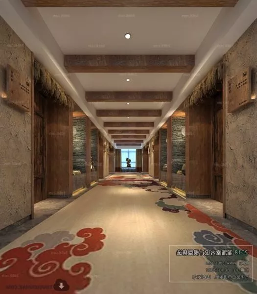 Chinese Style Elevator Lobby Interior Scene 3d model Chinese Style Elevator Lobby Interior Scene 3d model