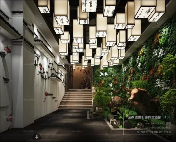 Green Hotel Entrance Space Interior Scene 3d model Green Hotel Entrance Space Interior Scene 3d model