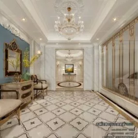 Villa Lobby Classic European Style Interior Scene 3d model