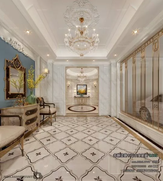 Villa Lobby Classic European Style Interior Scene 3d model Villa Lobby Classic European Style Interior Scene 3d model