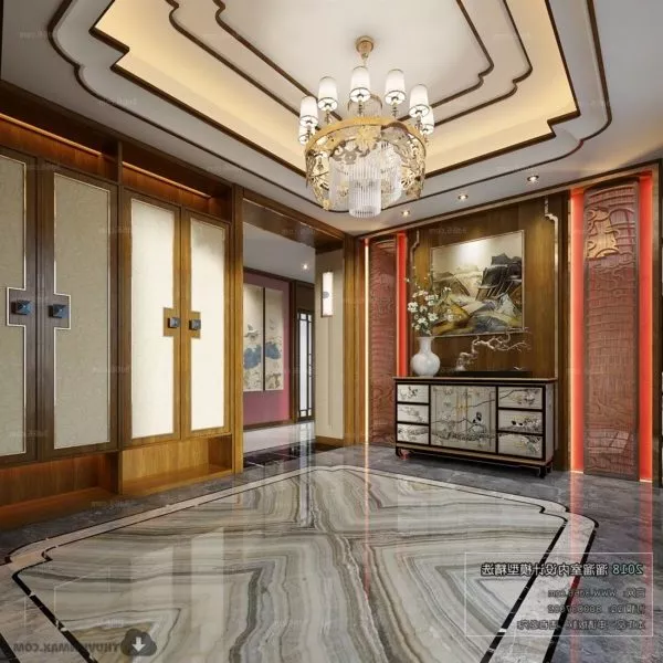 Asian Luxury Classic Villa Hall Space Interior Scene 3d model Asian Luxury Classic Villa Hall Space Interior Scene 3d model