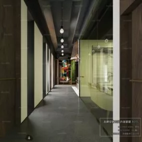 Modern Style Of Office Lobby Interior Scene 3d model