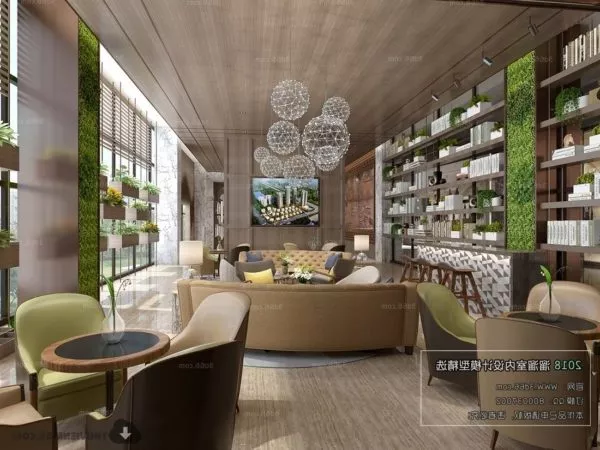Modern Design Hotel Lounge Space Interior Scene 3d model Modern Design Hotel Lounge Space Interior Scene 3d model