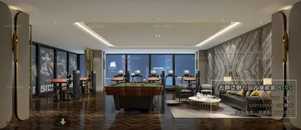 Entertainment Room With Billiards Table Interior Scene 3d model Entertainment Room With Billiards Table Interior Scene 3d model