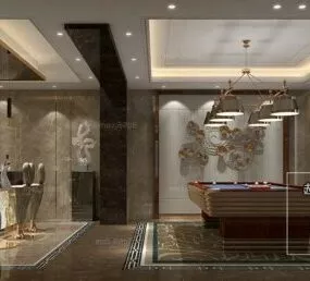 Modern Entertainment Space With Bar Interior Scene 3d model