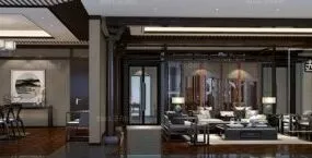 Retro Style Reception Room Interior Scene 3d model