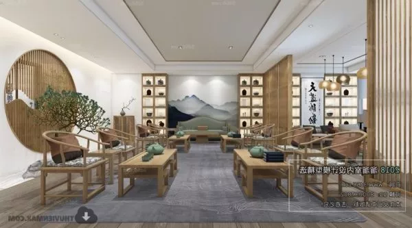 Chinese Style Wooden Reception Room Interior Scene 3d model Chinese Style Wooden Reception Room Interior Scene 3d model