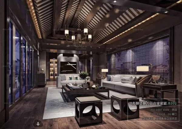 Asian Style Living Room Interior Scene 3d model Asian Style Living Room Interior Scene 3d model
