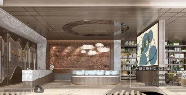 Chinese Wooden Style Real Estate Showroom Interior Scene 3d model Chinese Wooden Style Real Estate Showroom Interior Scene 3d model