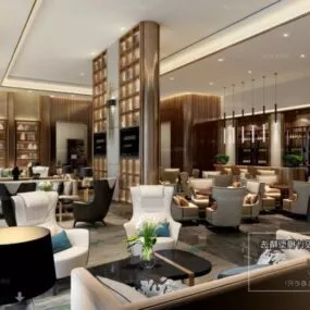 Antique Design Hotel Lounge Space Interior Scene 3d model