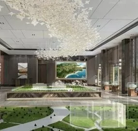Big Showroom Of Real Estate Interior Scene 3d model