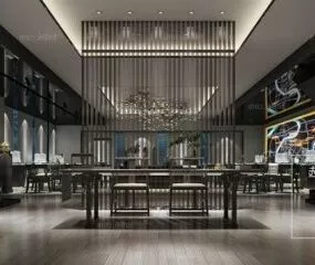 Dark Style Real Estate Showroom Design Interior Scene 3d model