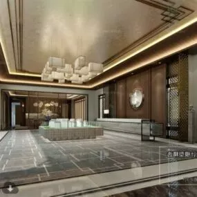 Modern Design Real Estate Office Interior Scene 3d model