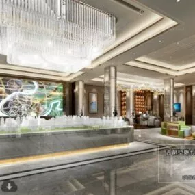 Real Estate Reception Hall Interior Scene 3d model