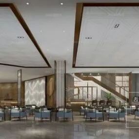 Office Reception Hall Interior Scene 3d model