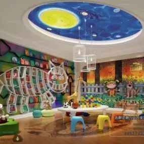 Kindergarten Lounge Space Interior Scene 3d model