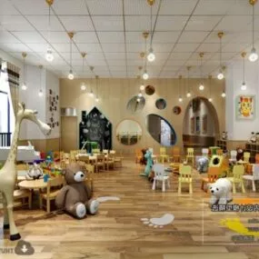 Modern Design Kindergarten Interior Scene 3d model