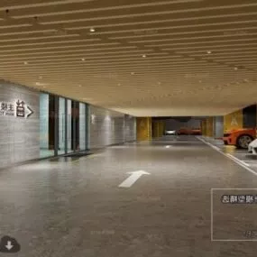 Tower Building Basement Car Parking Interior Scene 3d model