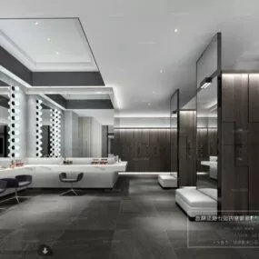 Big Dressing Room Make Up Equipment Interior Scene 3d model