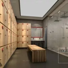 Indoor Public Bathroom With Deposit Cabinet Interior Scene 3d model