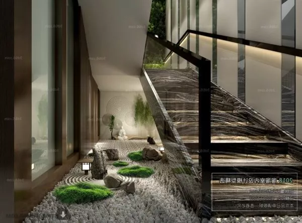 Indoor Japanese Garden Style Interior Scene 3d model Indoor Japanese Garden Style Interior Scene 3d model