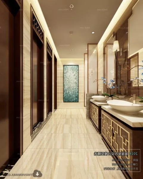 Chinese Style Wc Room Interior Scene 3d model Chinese Style Wc Room Interior Scene 3d model