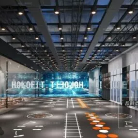 Industrial Design Fitness Room Interior Scene 3d model