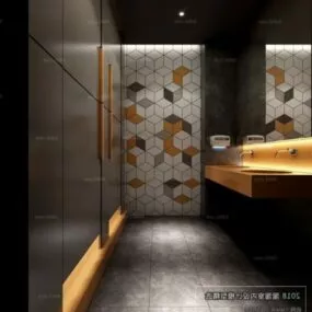 Industrial Style Toilet Room Interior Scene 3d model