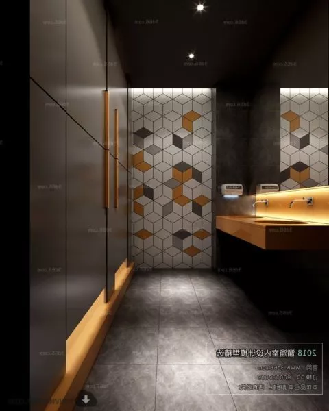 Wc Room Tiles Wall 3d model