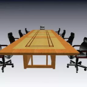 Conference Room Table And Chairs 3d model