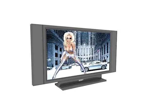 Flat Tv Mounted On Wooden Mdf Backwall 3d model